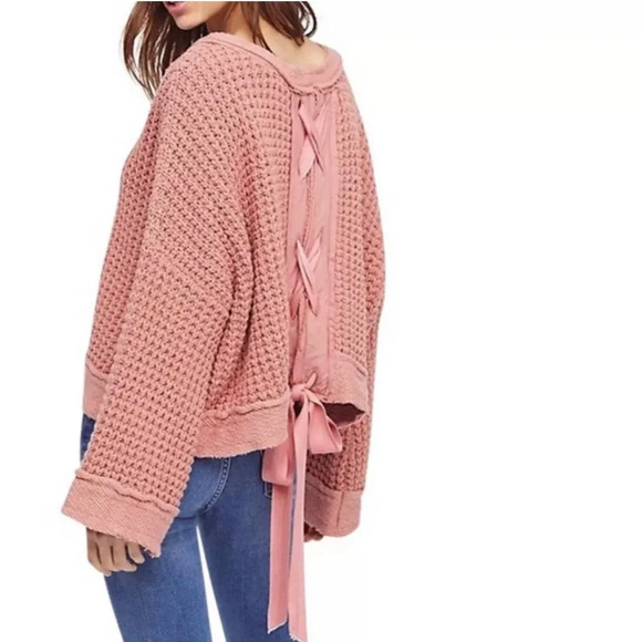 FREE PEOPLE Maybe Baby Rose Pullover Chunky Knit Sweater | Size Small - Picture 1 of 8